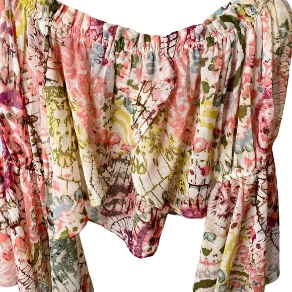 NWT Live 4 Truth Floral Boho Hippie Bell Sleeves Cropped Off Shoulder Flowy XS - Picture 6 of 15